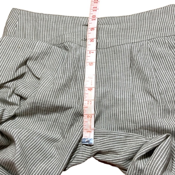 Goubi Cotton Linen Blend Tan White Stripe Lantern Crop Pants US Sz S - Picture 5 of 10